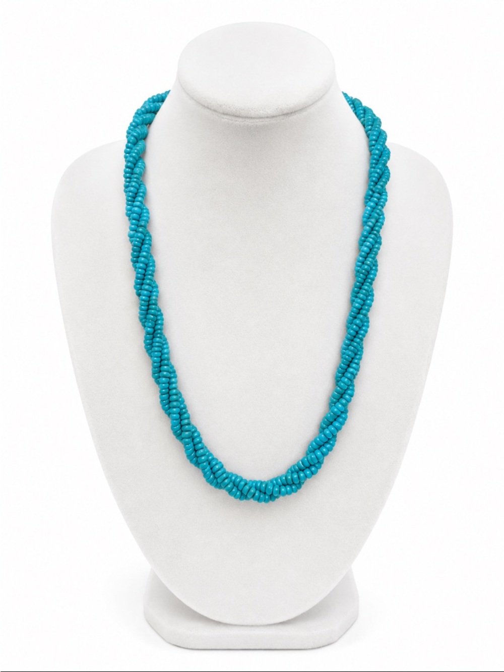 Turquoise Blue Multi-Strand Beaded Statement Necklace